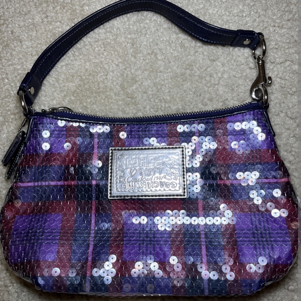 Limited-Edition Coach Poppy Tartan Plaid Small Sequined Shoulder Bag - MSRP $298 - Picture 2 of 15
